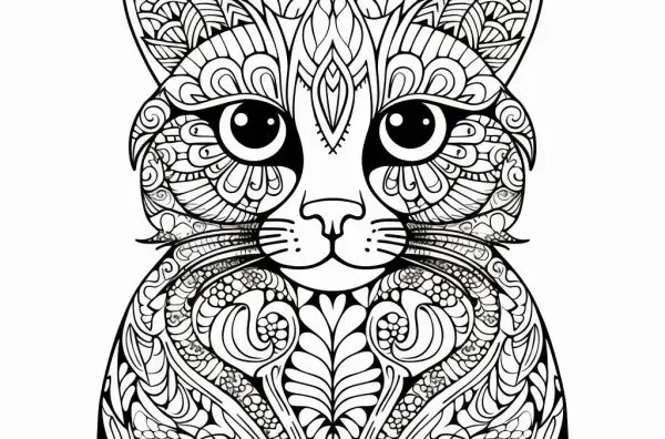 Cat Coloring Page For Kids & Adults-140