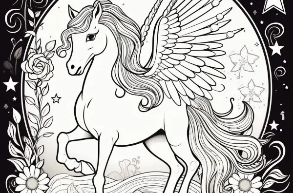 Unicorrn Coloring Page For Kids & Adults-109