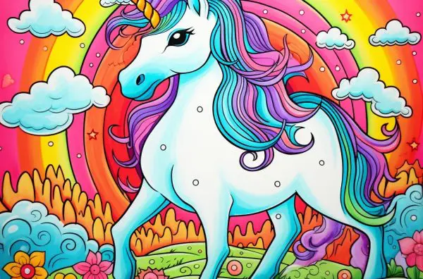 Unicorrn Coloring Page For Kids & Adults-32