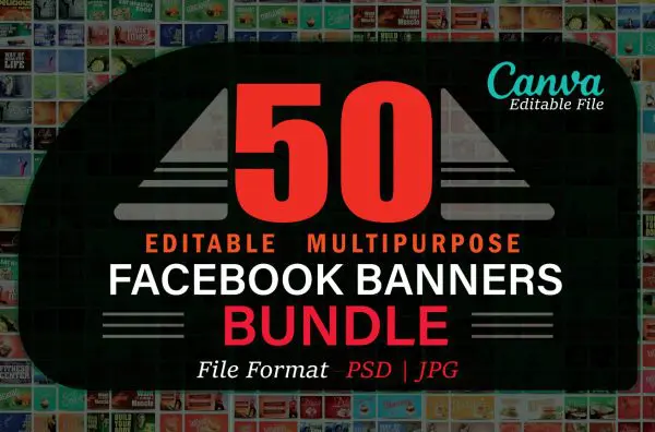 50 Edditable Facebook Banners Multipurpose PSD Bundle